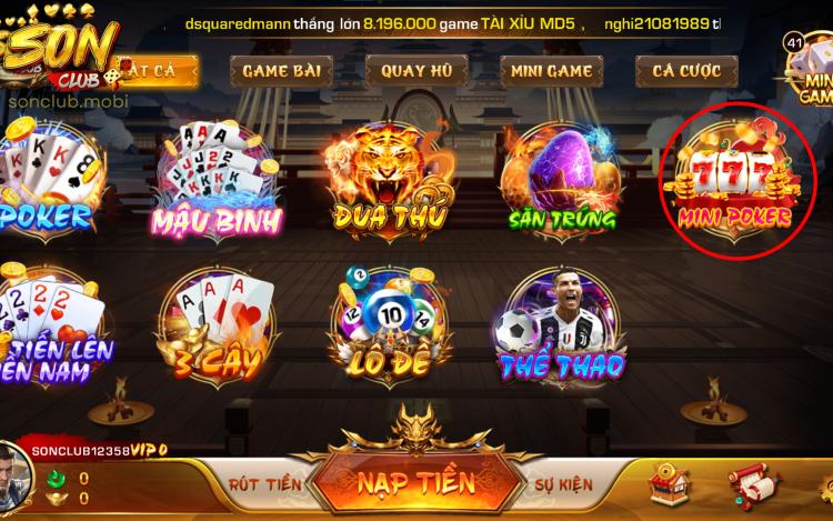 Giới thiệu về trò chơi nổ hũ Mini Poker Sonclub