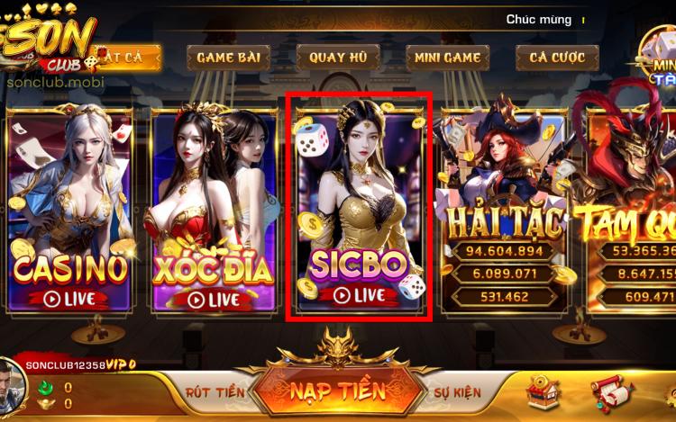 Làm quen với trò chơi Sicbo live tại cổng game Sonclub