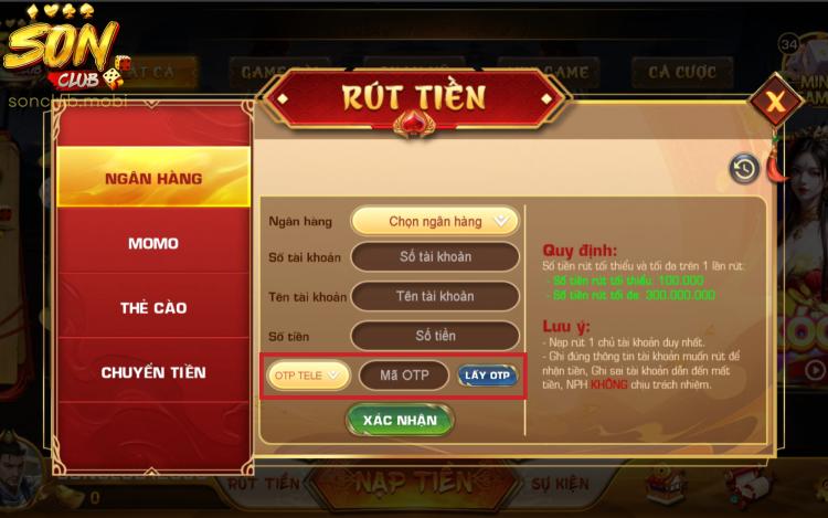 Những điều kiện quan trọng khi thực hiện rút tiền