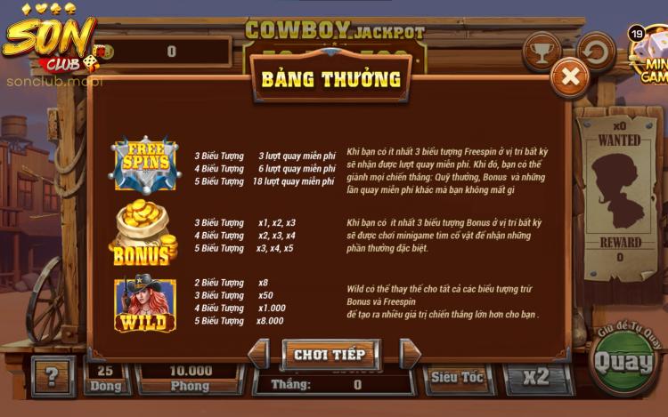 Quy định về các tổ hợp giá trị trong Hunter Cowboy
