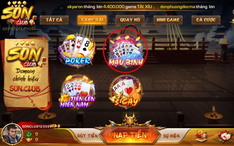 Quy định về luật chơi tại Mậu Binh Sonclub