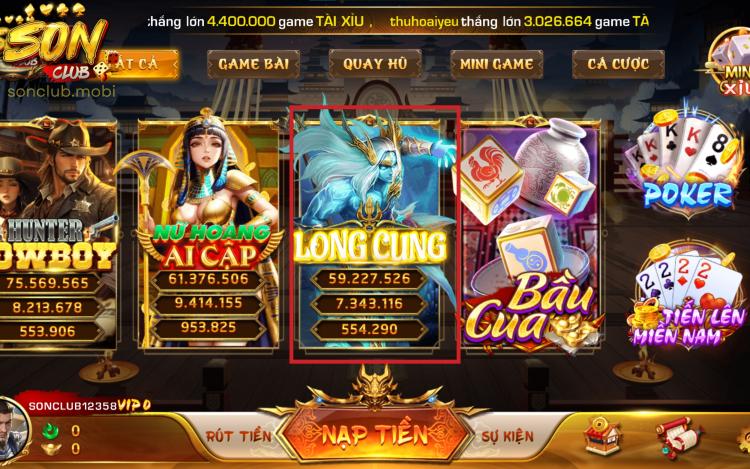 Tìm hiểu về trò chơi nổ hũ Long Cung Sonclub